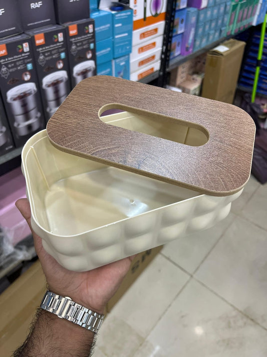 Bubble Tissue Box With Wooden Lid (Premium Quality)