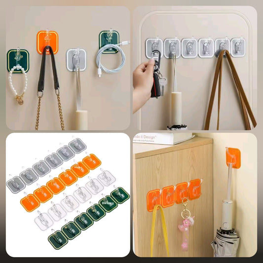 Modern Design Self-adhesive 6 Hook Stripe (Random Colours)