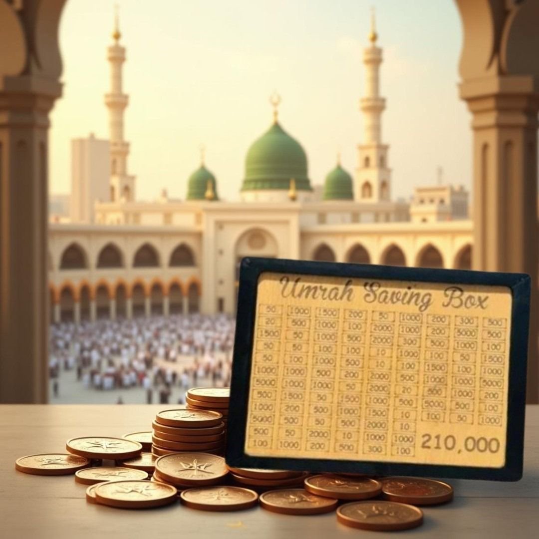 Umrah Saving Box – Wooden Umrah Saving Box – 280 Days Savings Plan – Islamic Halal Money Jar for Hajj & Umrah – Daily Pilgrimage Savings Tracker – Gift for Muslims Money Saving Box