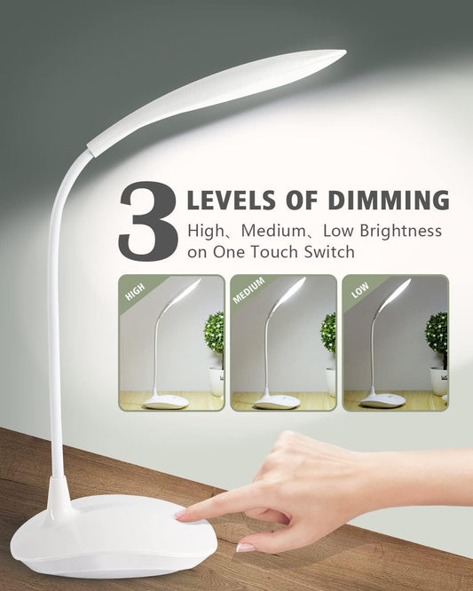 Desk Lamp, Portable Touch Control Eye Protection Table Light, 3 Brightness Level, USB Rechargeable
