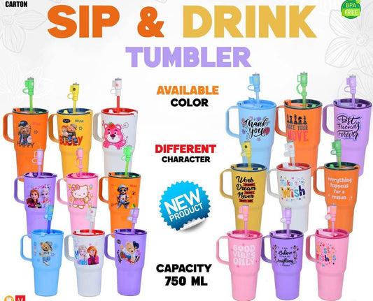 750ml Sip & Drink Tumbler for Kids (Plastic Material)
