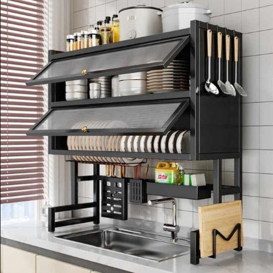 2 Layer Over the Sink Cabinate (Box Packing)* Black & White Colour Available Size: Width: 85 cm Height: 90 cm Depth: 28 cm