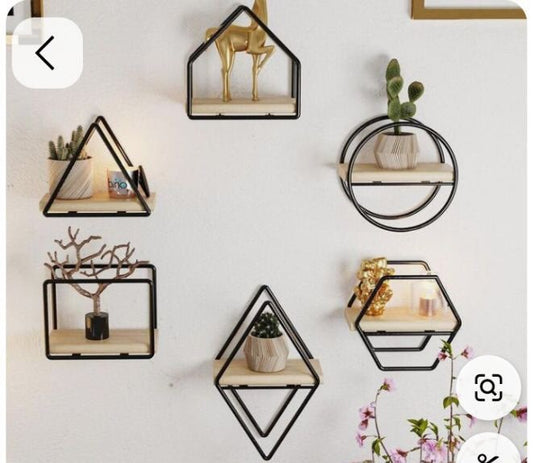 1pcs Wall Mounted Wooden Metal Shelf