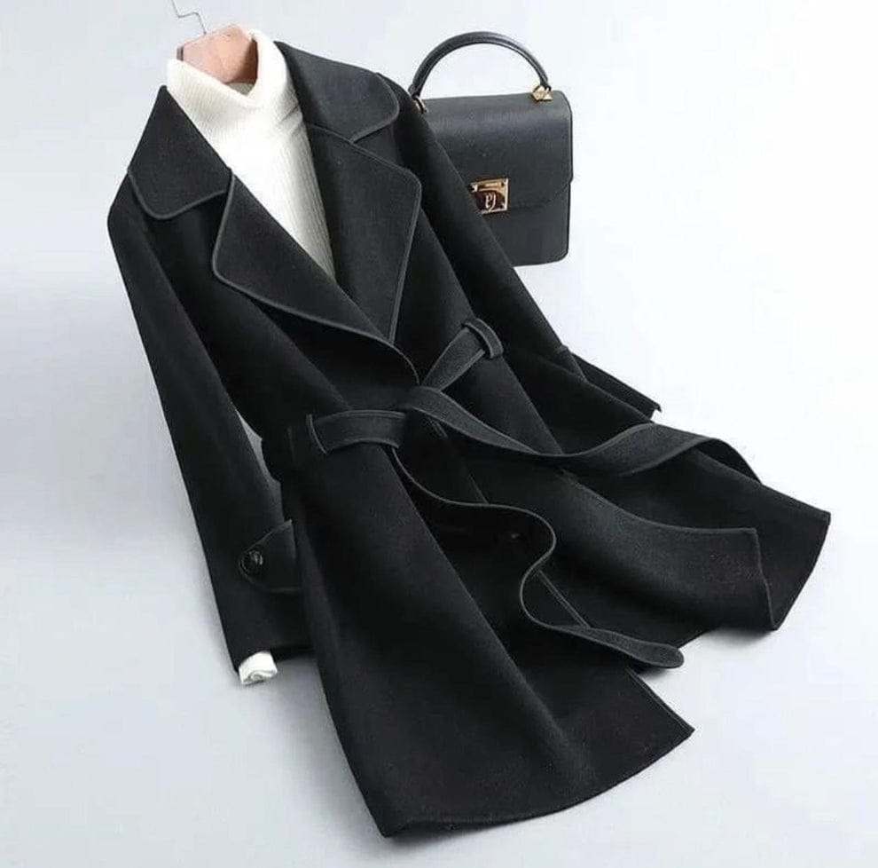 Winter Fleece Long Coat - Black