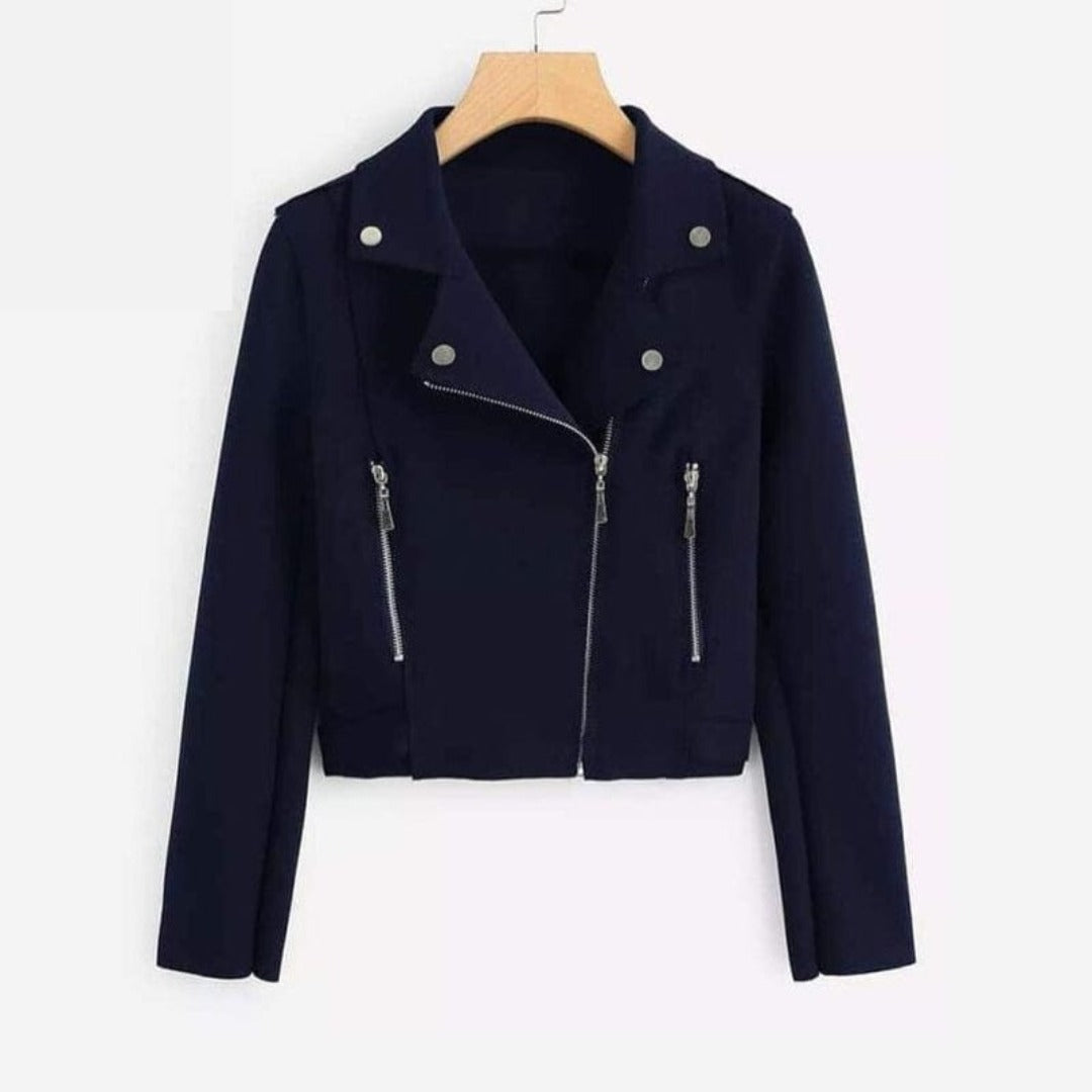 Cross Zipper Fleece Coat - Navy Blue (AK)