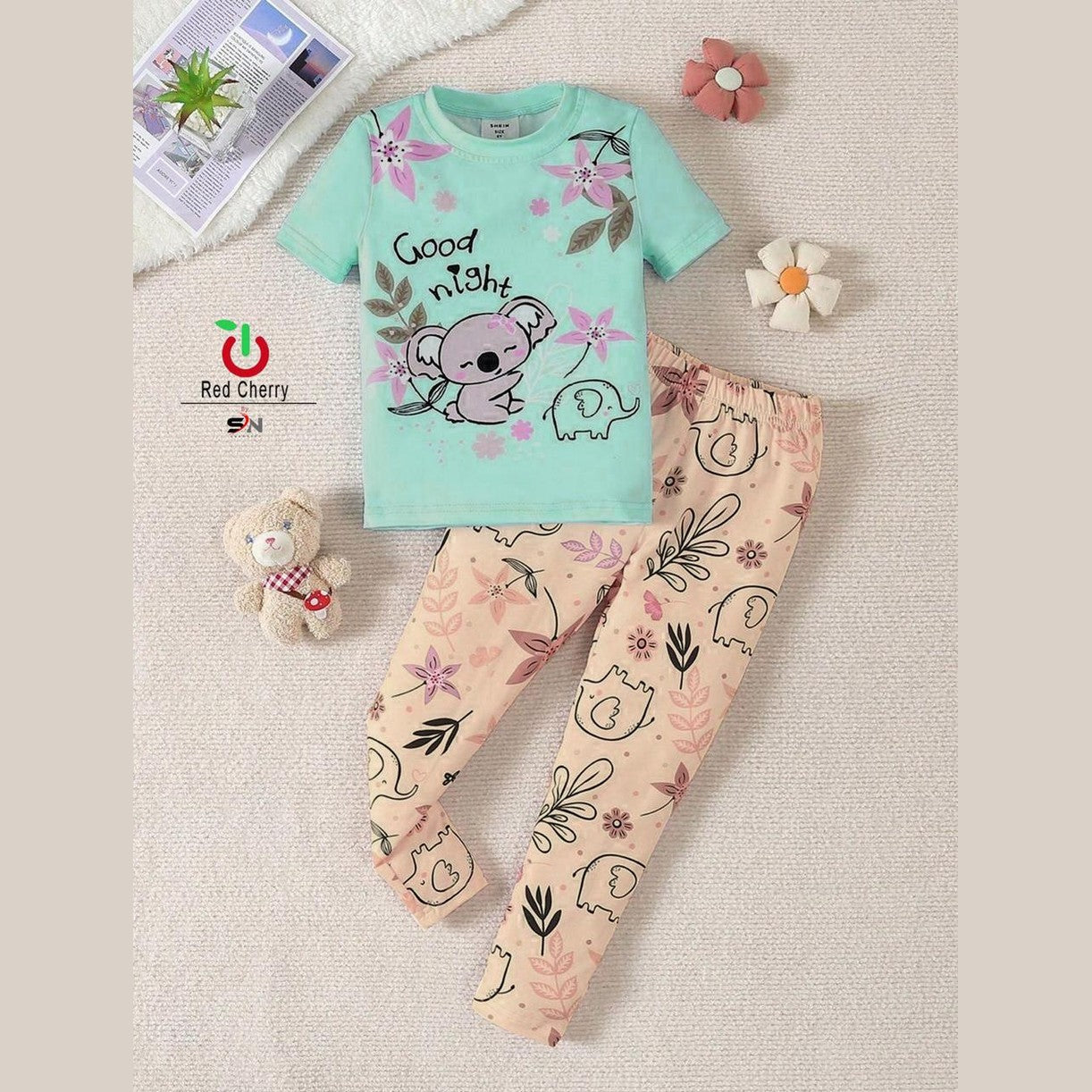Green Good Night Shirt & Trouser For Baby & Baba