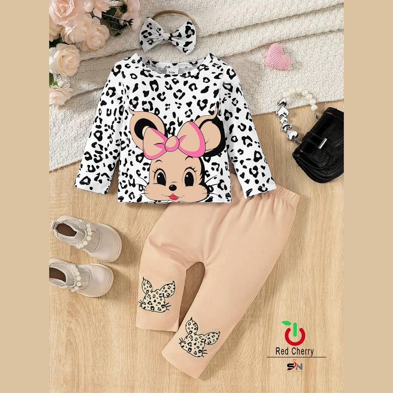 White Skin Cartoon Print  Shirt & Trouser For Baby & Baba