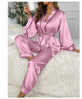 Pink Gown Style Wetsern 2-Pcs Sill  Night-Suit. (AS)