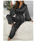 BLACK Gown Style Wetsern 2-Pcs Sill  Night-Suit. (AS)