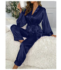 Blue Gown Style Wetsern 2-Pcs Sill  Night-Suit. (AS)