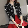 Black Color Women's Star Printed Zipper Jacket