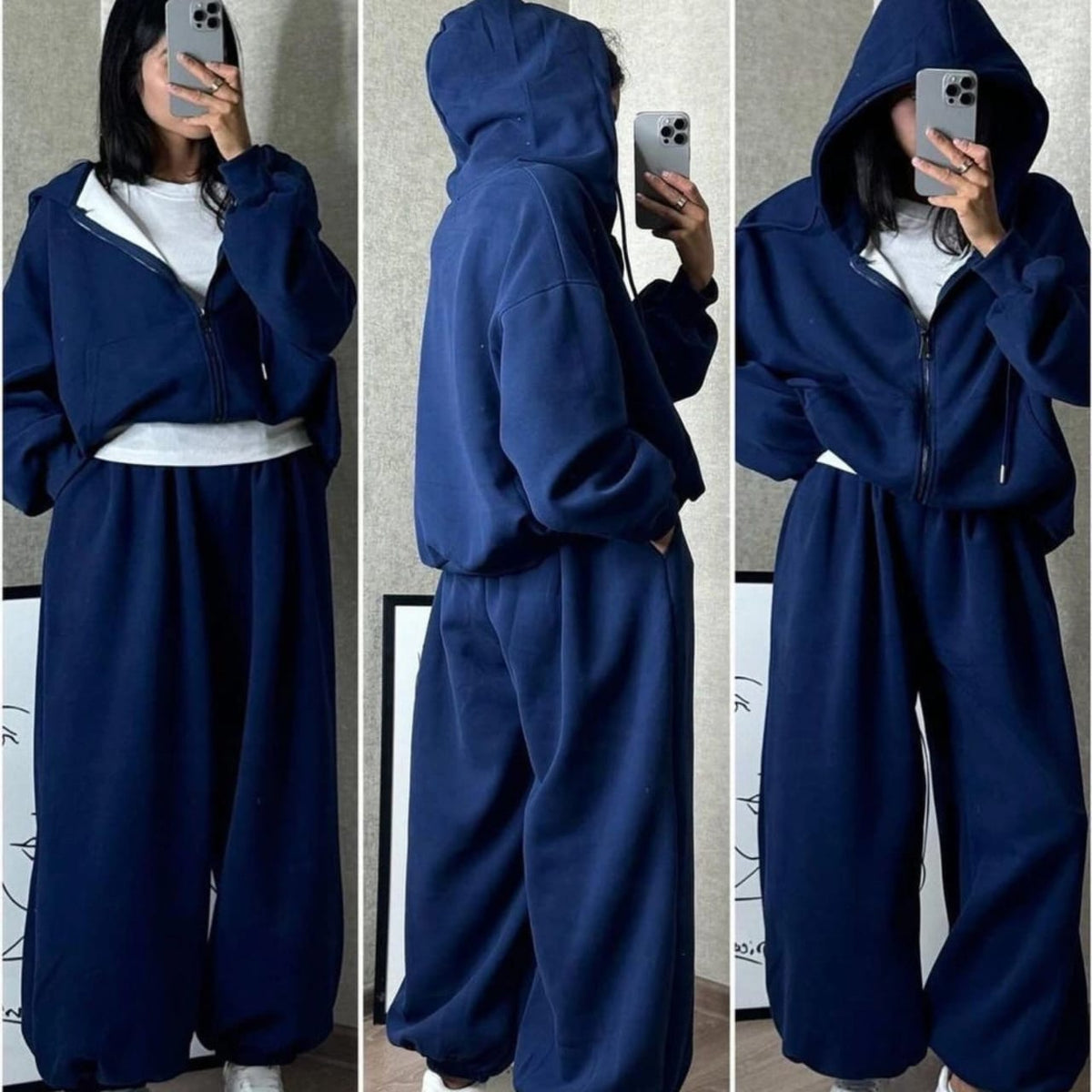 Cloud flower Zipper co-ord - Navy Blue