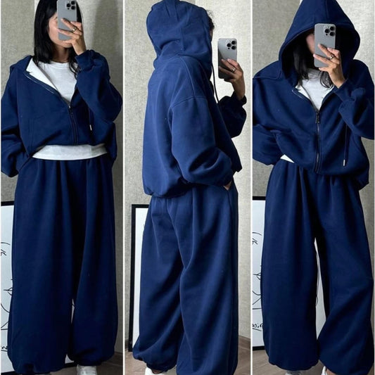 Cloud flower Zipper co-ord - Navy Blue