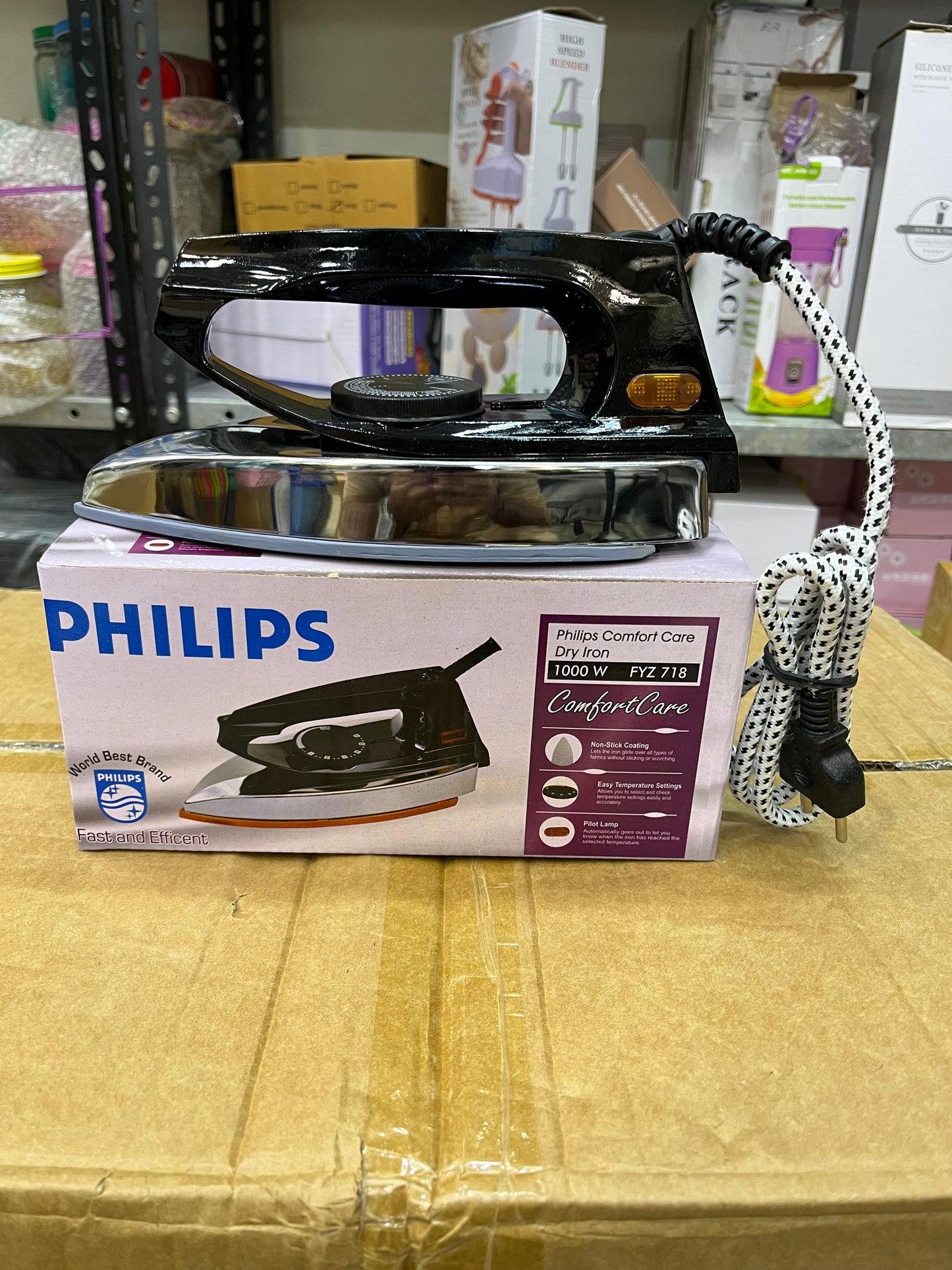 1000 Watts Power Premium Lightweight Dry Iron - Istri Iron | Portable, Electric, Deluxe Metal Cover Big Thermostatic Pilot Lamp