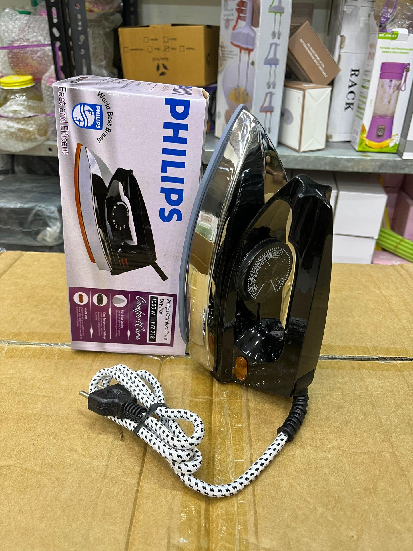 1000 Watts Power Premium Lightweight Dry Iron - Istri Iron | Portable, Electric, Deluxe Metal Cover Big Thermostatic Pilot Lamp