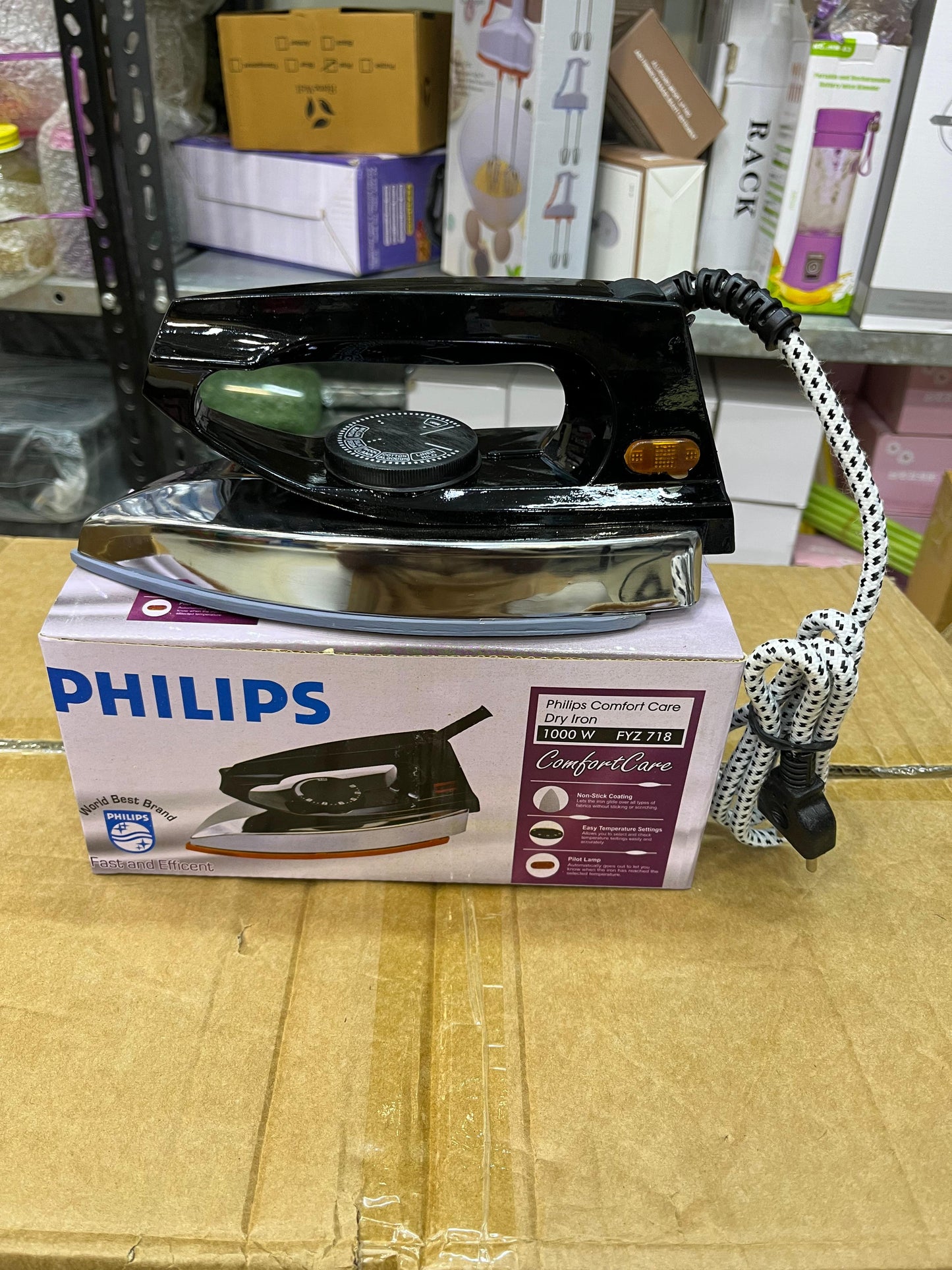 1000 Watts Power Premium Lightweight Dry Iron - Istri Iron | Portable, Electric, Deluxe Metal Cover Big Thermostatic Pilot Lamp