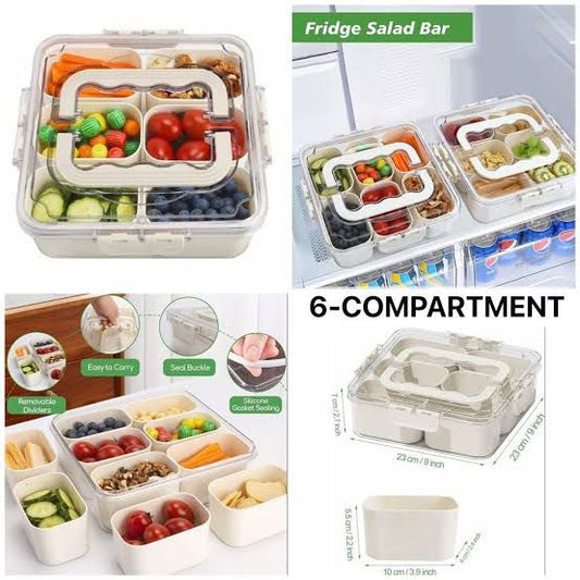 Multifunctional 6 Compartments Acrylic Plastic Food Snack Box