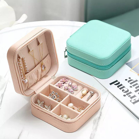 Mini Leather Jewelry Box Travel Organizer Case for Women