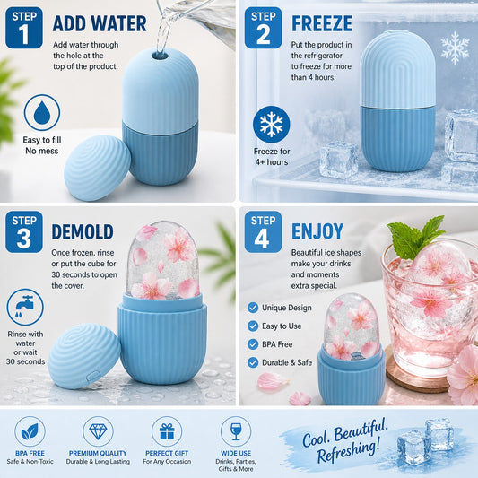 Silicone Cube Tray Shape Face & Ice Roller