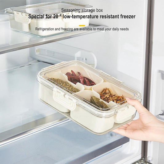 Multifunctional Acrylic Plastic 4 Grid Food & Spices Container