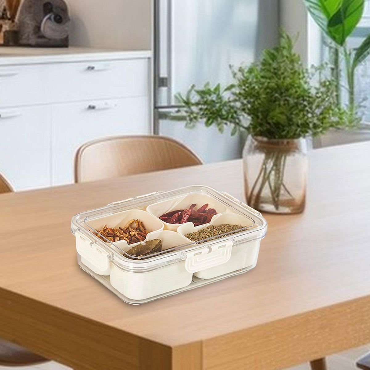 Multifunctional Acrylic Plastic 4 Grid Food & Spices Container