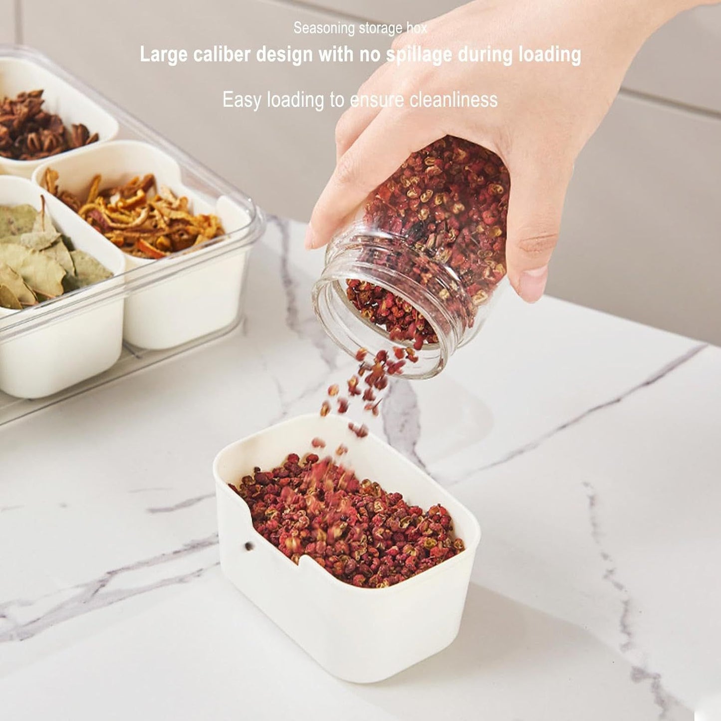 Multifunctional Acrylic Plastic 4 Grid Food & Spices Container