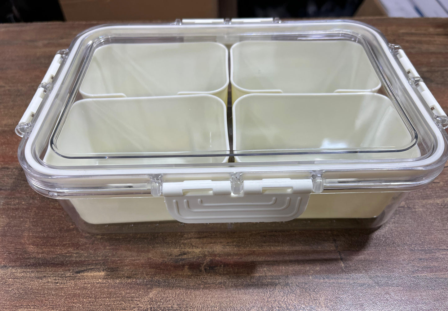 Multifunctional Acrylic Plastic 4 Grid Food & Spices Container