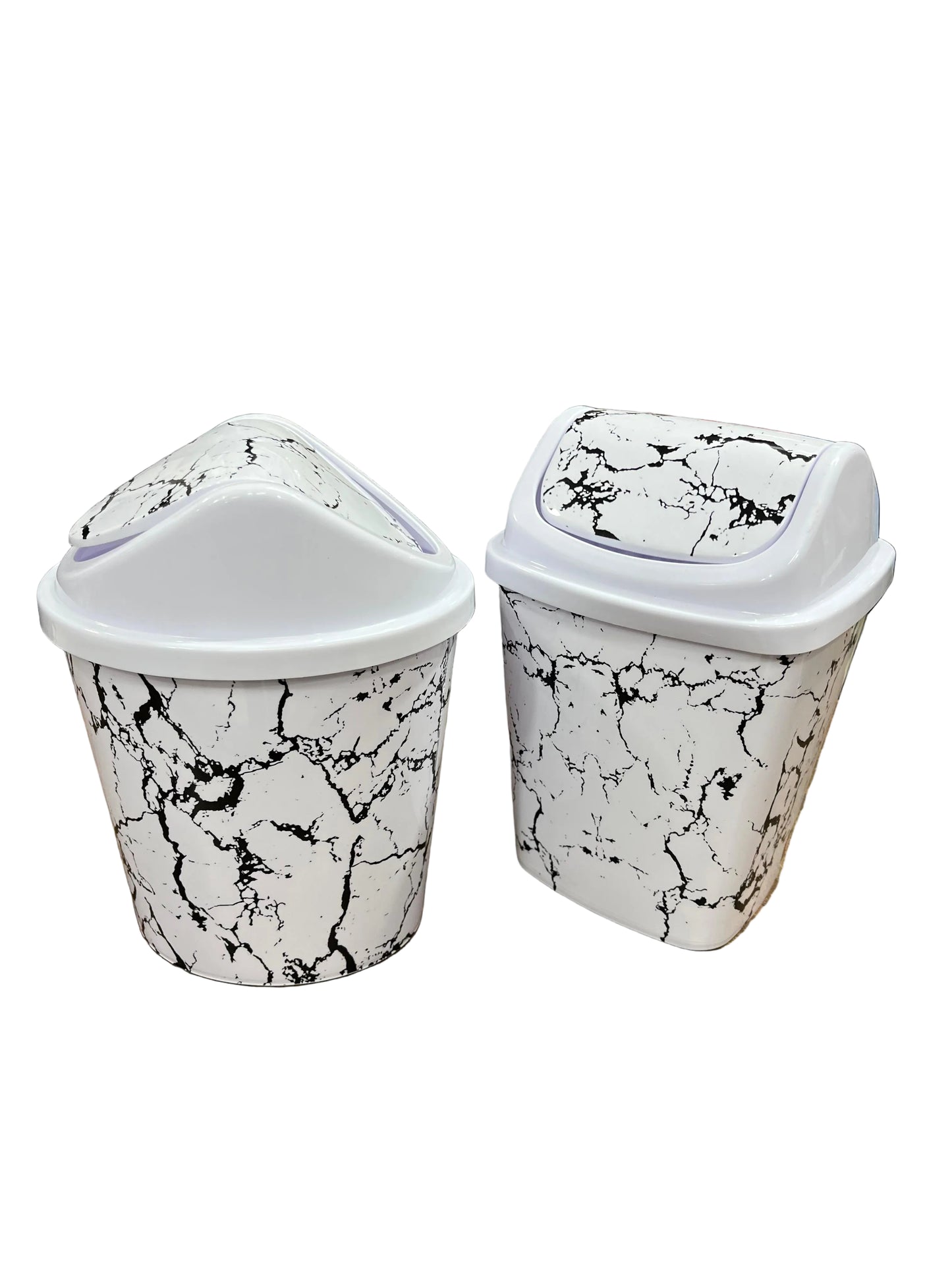 Marble Pattern Trash Bin, Office Bathroom Kitchen Flip Trash Bin, Plastic Living Room Bedroom Garbage Box