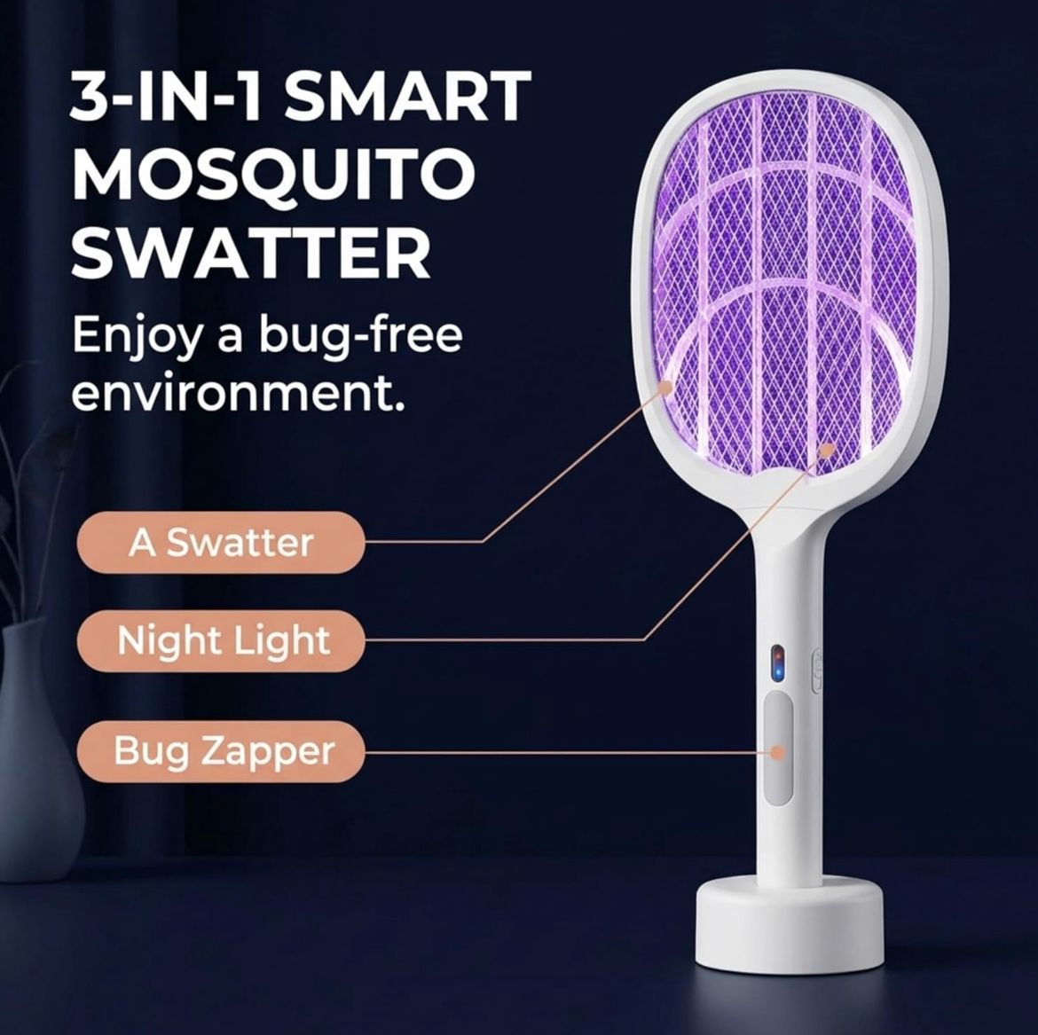 Electric Mosquito Racket UV Light with sharp sparking Fly Bug Zapper Insect Racket With Hard Box