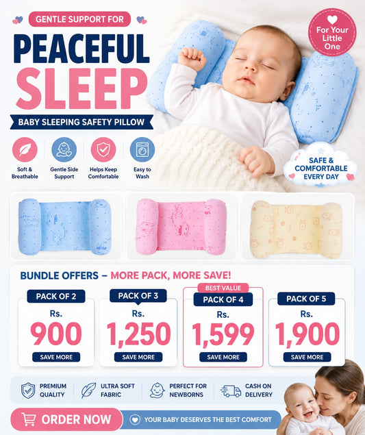 Baby Sleeping Safety Pillow | Anti-Roll Support Cushion