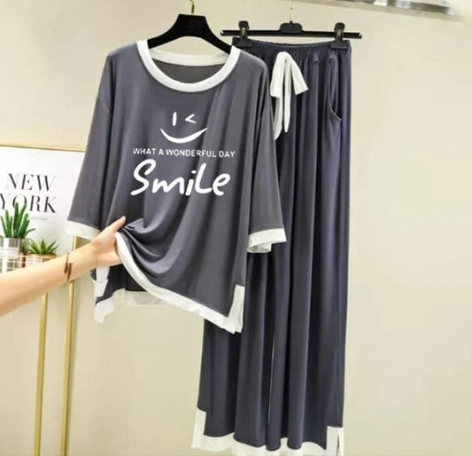 Wonderful day   Printed Full Sleeves Grey white Border Shirt & Palazzo