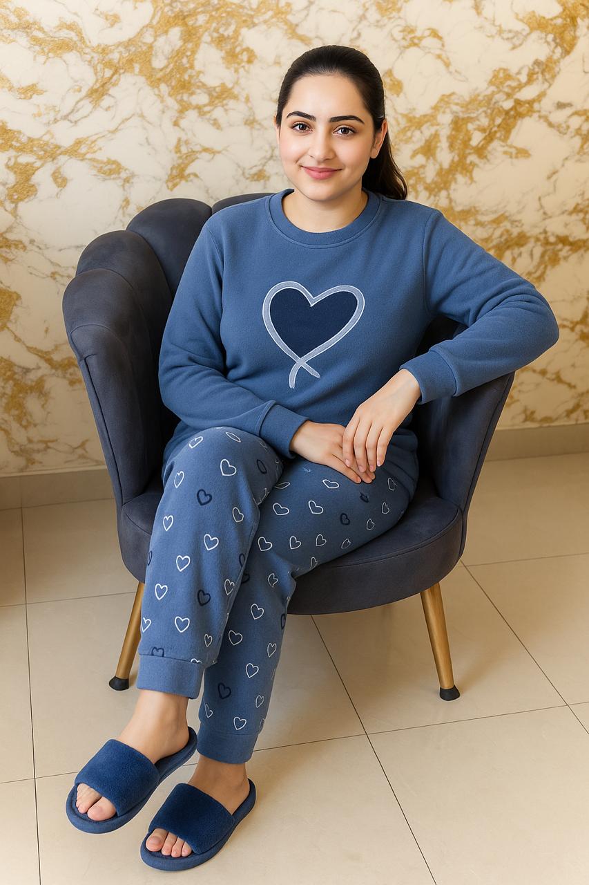 Winter Ocean Heart Co-Ord Set Night Suit
