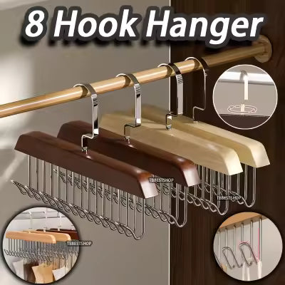 8 Hook Wooden Hanger