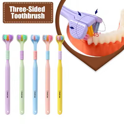 3-Sided 360° Rotating Toothbrush – Deep Cleaning Soft Bristle Tooth Brush