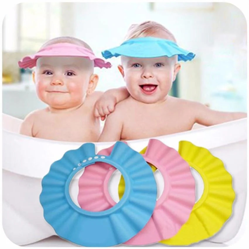 Baby Shower Cap Bath Silicone Waterproof Cap Shampoo Shield Visor Hat Prevent Water Entering Eyes and Ears Suitable for 3 Ages and Above