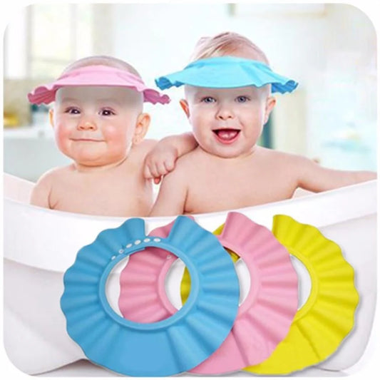 Baby Shower Cap Bath Silicone Waterproof Cap Shampoo Shield Visor Hat Prevent Water Entering Eyes and Ears Suitable for 3 Ages and Above