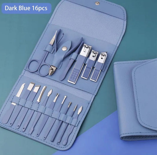 Manicure Pedicure Grooming Kit – Professional 16pcs Manicure Set – Stainless Steel Nail Clipper Set –  Stainless Steel set,