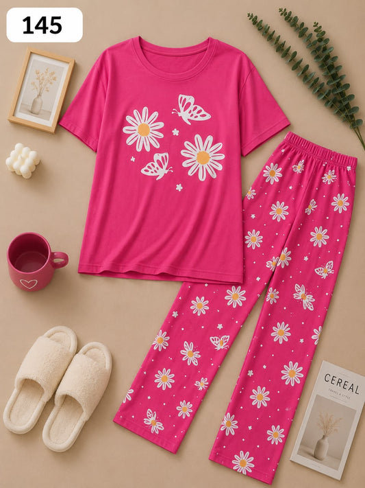 Pink Daisy & Butterfly Pajama Set