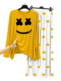 Marshmallow Printed Yellow Shirt With Heart Printed Trouser
