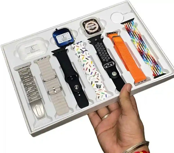 9 in 1 Combo - 7 Belts + 1 Airpods+ 1 Smartwatch with charging Cable