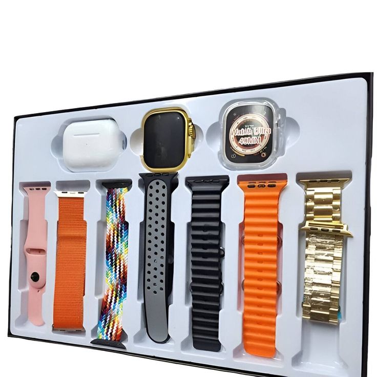 9 in 1 Combo - 7 Belts + 1 Airpods+ 1 Smartwatch with charging Cable