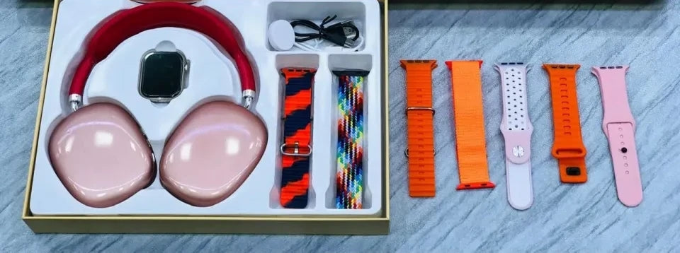 6 in 1 - Crown C6 Ultra-2 (1 Headphones & 1 smartwatch 3 silicone belts